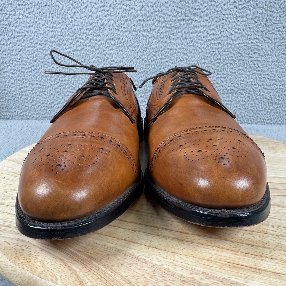 Allen Edmonds Sanford Mens Size 11.5 EEE Oxford Cap Toe Bourbon Brogue Leather - Picture 2 of 13